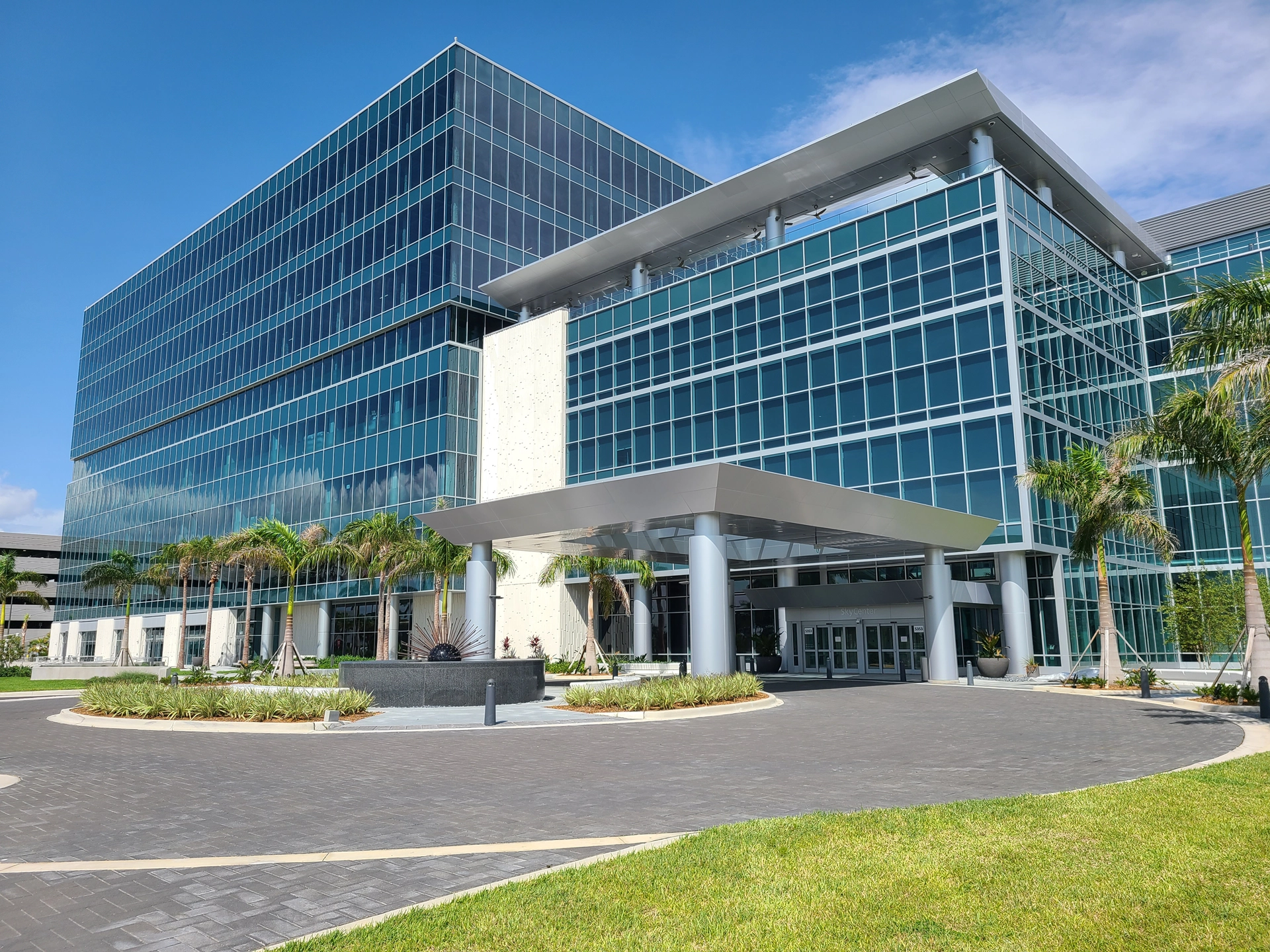 Completed commercial office building featuring precast concrete elements installed by Concrete Erectors, Inc