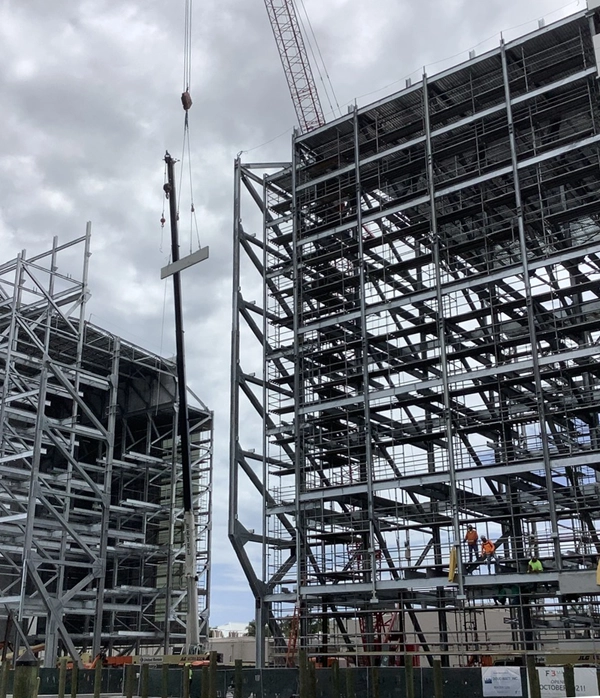 Precast wall panels installed by Concrete Erectors, Inc. on steel frame structure